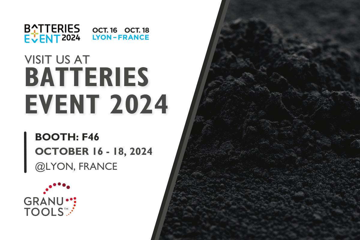 banner of Granutools to share that Granutools will attend Batteries Event 2024 from October 16 to 18 in Lyon, France